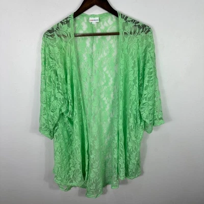LuLaRoe Lindsay Kimono M Verde Encaje Transparente Boho Cottagecore Fairycore Capas Foto 1 de 4