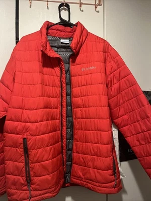 Columbia Puffer 夹克热线圈交换滑雪外套 XL 红色/粉色拉链口袋 — 第 1/4 张图片