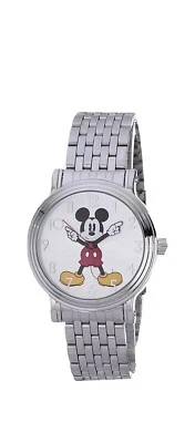 Reloj Mickey Mouse Disney tamaño adulto esfera plateada Foto 1 de 4