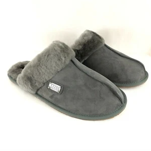 Australia Luxe Womens Mule Slippers Lambskin Suede Wool Lined Gray L 12-13 - Picture 1 of 8