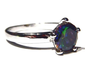 CLASSIC SOLITAIRE RAINBOW TOPAZ RING finger vitrail stone round sz 8 new 6B - Picture 1 of 5