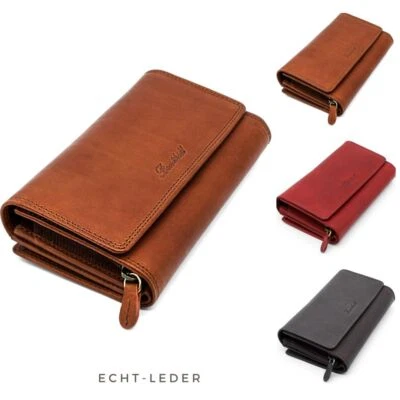 BENTHILL Geldbörse Damen Leder Groß mit vielen Fächern RFID Portemonnaie Lange Vintage