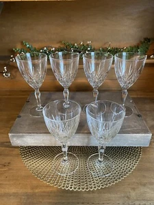 Set of 6 Lucia by Oneida Crystal Wine/Water Glasses Goblets 7 3/8" ~NICE~ - Picture 1 of 8