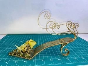 Vintage Metal Gold Tone Wire Glitter High Heel Card Photo Wire Holder Whimsical - Picture 1 of 9