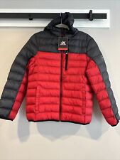 Boy's ZeroXposur Gray & Red Hooded Puffer Jacket - Youth Size 14/16 Large
