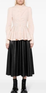 Alexander McQueen Peach Silk Long Sleeve Peplum Shirt Sz Small - Picture 1 of 9