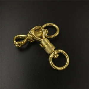 2pcs Solid brass eye Snap key-ring rotating hook horse gear Buckle leather craft - Picture 1 of 7