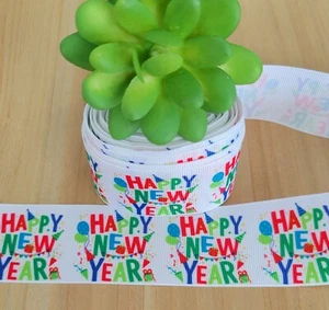 1,5 Zoll (1 Yard) Happy New Year Ripsband Neujahr Ballons Banner  - Bild 1 von 1