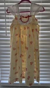 VTG LIBERTY HOUSE Hawaii Toby Girls Long Floral Bib Strawberry Shortcake Dress 6 - Picture 1 of 12