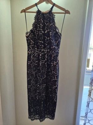 Portmans Signature Dress Size 10 Navy Sleeveless Midi Lace Cocktail - image 1 of 2