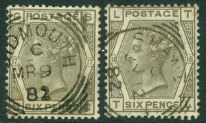SG 161 6d grey plates 17 & 18. Fine used with 'box' CDS's - Picture 1 of 1