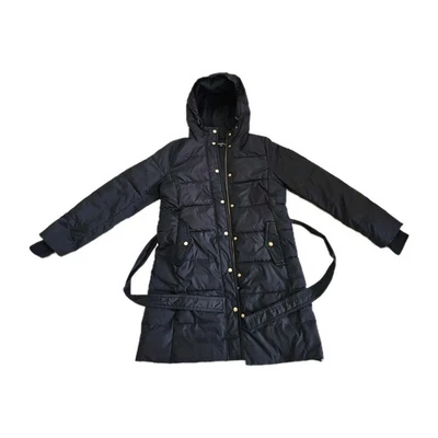 J. Abrigo Parka Crew Mercantile Botón Chaqueta con Capucha Negro Mujer Talla Mediana  Foto 1 de 4