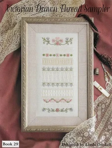 Gráfico de patrón de punto de cruz de muestra de hilo dibujado victoriano - Imagen 1 de 1