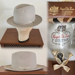 Sombrero Fedora Vestido Occidental Stetson Royal de Luxe Open Road 7 1/4 Años 50 De Colección Años 50 - Imagen 1 de 24