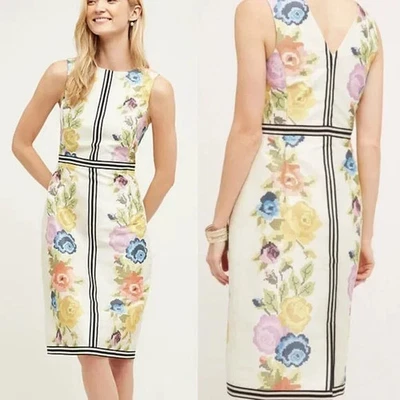 Vestido Vaina Anthropologie Payal Pratap Jardín Rejilla Talla 16 Floral Punta de Aguja Foto 1 de 4