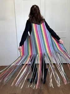 Crazy Train Rainbow Duster Vest Pride Hippie Studded Fringe Faux Suede VIDEO - Picture 1 of 24