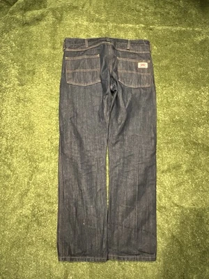 Calça jeans masculina Round House 35x30 azul denim perna reta feita nos EUA roupa de trabalho - Imagem 1 de 4