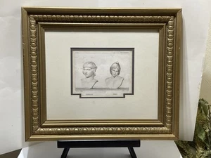 Rare 19th Century Engraving. Busts in Pentelic Marble. Vauthier And Leroux - Picture 1 of 10