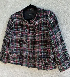 Talbots Petites Blazer Jacke Damen 14 Wollmischung mehrfarbig Tweed 3/4 Ärmel - Bild 1 von 12