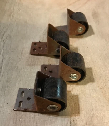 Set 4 Tiny Vintage Casters 3/4 inch Rusty Hardware Wheels For Miniature Projects Cover