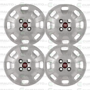KIT 4 COPPE RUOTA COPRICERCHI 13" PER FIAT PANDA 169 DAL 2003 AL 2012 LOGO ROSSO - Foto 1 di 4