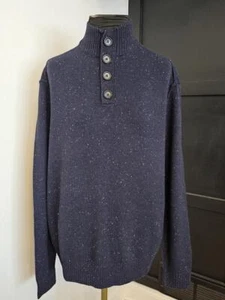 Neu mit Etikett * Neiman Marcus* Herren marineblau Lammwolle Leinen Yak Mock Ausschnitt Pullover XL - Bild 1 von 10