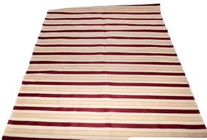 Vintage Beige and Brown Velvet Stripes in Rayon Fabric Remnant 60" x 22" - Picture 1 of 5