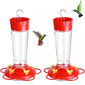 Urban Deco Glass Hummingbird Feeder for Outdoor Hanging Bird Feeder, 5 Feeding - Picture 1 of 12