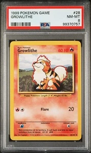 Pokemon Base Set Growlithe PSA 8 NEAR MINT-MINT Graded - Picture 1 of 2