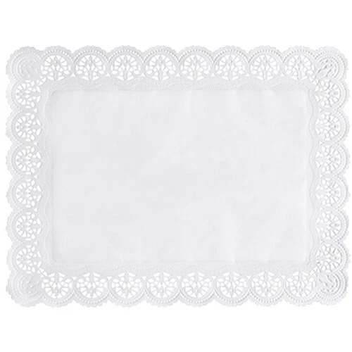 100 Spitzenpapiere eckig 40 cm x 30 cm weiss Tortenunterlagen - Bild 1 von 1