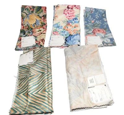 Kravet Lot of 5 Floral Geometric Cotton & Rayon Blend Upholstery Fabric Samples  - Image 1 of 4