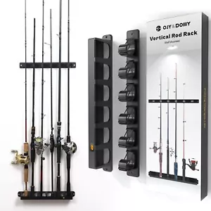 Wall Mount Fishing Rod Holders,Vertical Fishing Pole Storage Rack for Garage - Picture 1 of 2