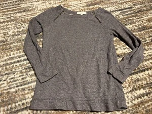 LOFT Womens Double Zipper Front Sweatshirt Long Sleeve Size Small Heathered Grey - Picture 1 of 3
