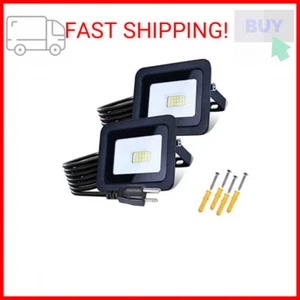 MIWAT 20W 2Pack LED Flood Light, White LED Work Light with Plug, IP68 Rainproof - Picture 1 of 2