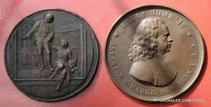 * PRESSED COPPER MEDAL FACES X 2 FURNITURE OR MACHINERY PLAQUES #AD020 - Picture 1 of 7