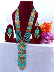New Handmade Seed Bead Boho American Style Beaded Multi Strand necklace Earrings - Picture 1 of 2