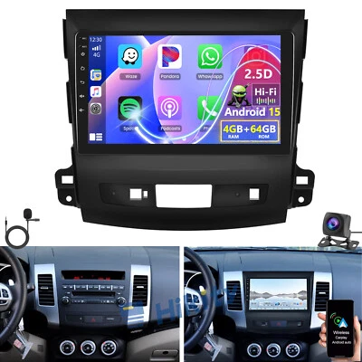 CarPlay 4+64G Android 15 Autoradio Für Mitsubishi Outlander 2 GPS Nav RDS FM KAM - Bild 1 von 4
