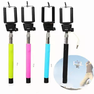 Monopod Selfie Stick Telescopic WIRED Remote Mobile Phone holder All Phones - Picture 1 of 4