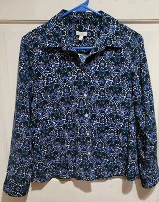 Blusa Larga Talbots Pequeña Pequeña Multicolor Acanalada Estampado Paisley Con Botones... Foto 1 de 4