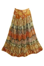 Womens Maxi Skirt Tie Dye A-line Gypsy Flare Skirts Boho Chic Georgette Skirts