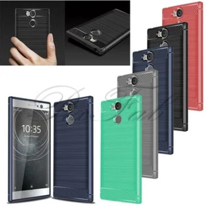 Case For Sony Xperia XA2 H3113 H4113 Black Blue Carbon Fibre Gel Phone Cover - Picture 1 of 6