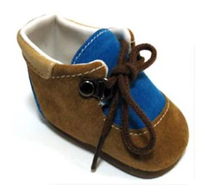 Botas de trabajo marrones/bronceadas/azules con borde azul se adaptan a muñecas chicas americanas de 18 pulgadas - Imagen 1 de 1