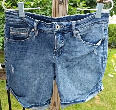 Pantalones Cortos de Jean JAG para Mujer 6/28 Azul Tiro Medio Calce Relajado Elastizados Foto 1 de 4