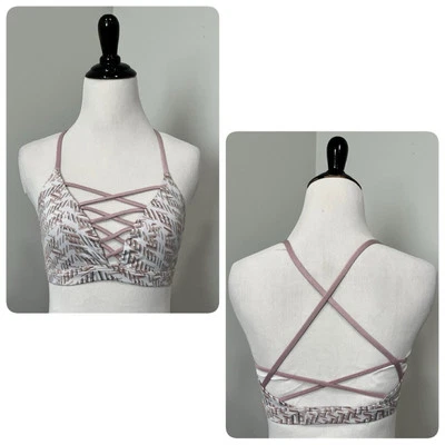 Sujetador deportivo Victoria Secret S rosa con tiras yoga sin costuras salón cómodo recorte Foto 1 de 4