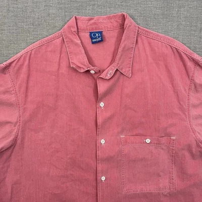 Vintage Ocean Pacific Shirt Mens 2XL Pink Button Up Canvas Short Sleeve 90s OP - Image 1 of 4