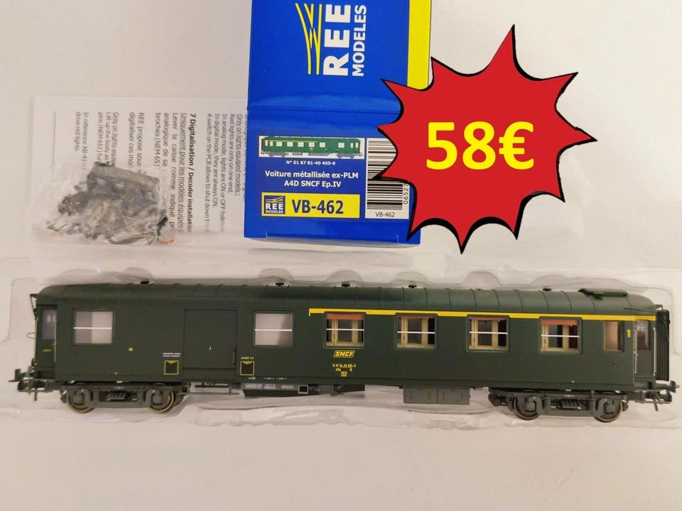 PROMO REE MODELES VB-462 Fourgon mét Ex-PLM A4D feux fonct Ep.IV SNCF HO #60 - Photo 1/4