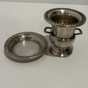 Vintage Sterling Silver Loving Cup Toothpick Holder With A Tray 64.46 G - Picture 1 of 12
