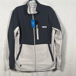 Columbia Men's PFG Uncharted Full Zip Active Fit Fleece Ivory/ Grey Size Large - Picture 1 of 10