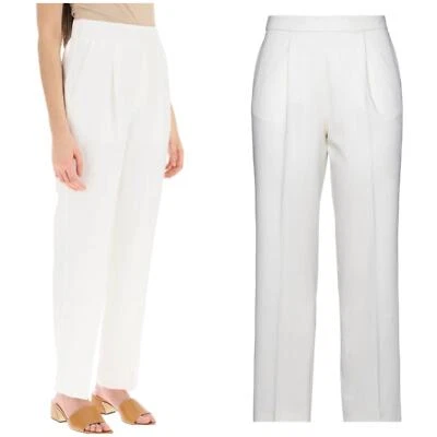 Pantalones Lana AGNONA NUEVOS CON ETIQUETAS Cremallera Lateral Elástica Cintura Trasera Blanco Talla 40 (US 4) Foto 1 de 4