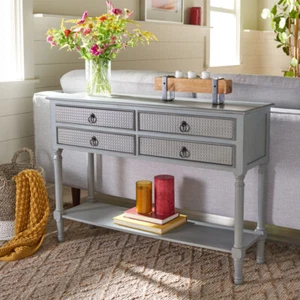 SAFAVIEH Haines 4-Drawer Console Table | Distressed / Grey | - Picture 1 of 12